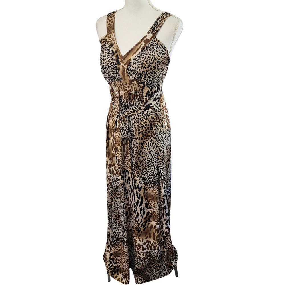 Pretty Young Thing Leopard Print Maxi Dress Padded Chest XL T2011L